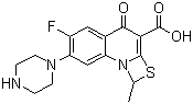 structure of CAS# 112984-60-8, 6-Fluoro-1-methyl-4-oxo-7-(1-piperazinyl)-4H-[1,3]thiazeto[3,2-a]quinoline-3-carboxylic acid