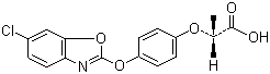 structure of CAS# 113158-40-0, Fenoxaprop-P;(R)-2-[4-(6-Chloro-1,3-benzoxazol-2-yloxy)phenoxy]propionic acid