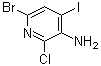 结构式 CAS# 1138444-29-7, 6-溴-2-氯-4-碘-3-吡啶胺