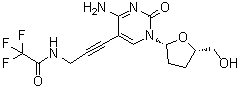 structure of CAS# 114748-58-2, 2',3'-Dideoxy-5-[3-[(trifluoroacetyl)amino]-1-propyn-1-yl]cytidine