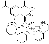 structure of CAS# 1148148-01-9, Chloro[2-(dicyclohexylphosphino)-3,6-dimethoxy-2'-4'-6'-triisopropyl-1,1'-biphenyl][2-(2-aminoethyl)phenyl]palladium(II)