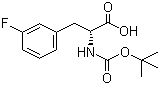 结构式 CAS# 114873-11-9, Boc-D-3-氟苯丙氨酸; N-叔丁氧羰基-D-3-氟苯丙氨酸