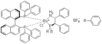 结构式 CAS# 1150112-54-1, [(R)-2,2'-双(二苯基膦)-1,1'-联萘][(1R,2R)-2-(二苯基膦)-1,2-二苯基乙胺]氯化钌四氟硼酸盐