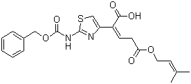 2-[2-[[(Phenylmethoxy)carbonyl]amino]-4-thiazolyl]-2-pentenedioic acid 5-(3-methyl-2-butenyl) ester molecular structure (CAS 115065-79-7)