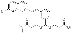 结构式 CAS# 115104-28-4, (E)-3-[[[3-[2-(7-氯-2-喹啉基)乙烯基]苯基][[3-(二甲基氨基)-3-氧代丙基]硫基]甲基]硫基]-丙酸
