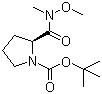 结构式 CAS# 115186-37-3, N-(叔丁氧基羰基)-L-脯氨酸-N'-甲氧基-N'-甲酰胺