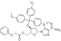 structure of CAS# 115388-94-8, 3'-O-[Bis(4-methoxyphenyl)phenylmethyl]-2'-deoxyadenosine 5'-(phenoxyacetate)