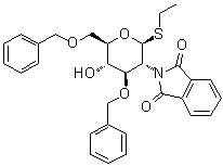 Ethyl 2-deoxy-2-(1,3-dihydro-1,3-dioxo-2H-isoindol-2-yl)-3,6-bis-O-(phenylmethyl)-1-thio-beta-D-glucopyranoside molecular structure (CAS 115533-35-2)