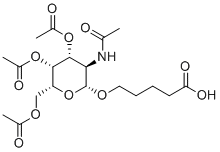结构式 CAS# 1159408-54-4, 5-{[(2R,3R,4R,5R,6R)-4,5-双(乙酰氧基)-6-[(乙酰氧基)甲基]-3-乙酰氨基四氢吡喃-2-基]氧基}戊酸