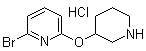 结构式 CAS# 1159816-30-4, 2-溴-6-(3-哌啶基氧基)吡啶盐酸盐