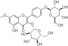 structure of CAS# 116183-66-5, Complanatuside;3-(beta-D-Glucopyranosyloxy)-2-[4-(beta-D-glucopyranosyloxy)phenyl]-5-hydroxy-7-methoxy-4H-1-benzopyran-4-one
