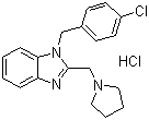 structure of CAS# 1163-36-6, Clemizole hydrochloride;1-[(4-Chlorophenyl)methyl]-2-(pyrrolidin-1-ylmethyl)benzoimidazole hydrochloride