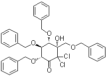 (3S,4S,5S,6R)-2,2-Dichloro-3-hydroxy-4,5,6-tris(phenylmethoxy)-3-[(phenylmethoxy)methyl]cyclohexanone molecular structure (CAS 116308-18-0)
