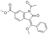 structure of CAS# 1168152-07-5, Nintedanib Impurity 35;(E)-methyl 1-acetyl-3-(methoxy(phenyl)methylene)-2-oxoindoline-6-carboxylate