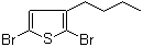 structure of CAS# 116971-10-9, 2,5-Dibromo-3-butylthiophene