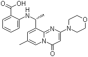 结构式 CAS# 1173900-33-8, AZD 6482; 2-[[(1R)-1-[7-甲基-2-(4-吗啉基)-4-氧代-4H-吡啶并[1,2-a]嘧啶-9-基]乙基]氨基]苯甲酸