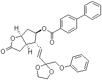 [1,1'-Biphenyl]-4-carboxylic acid hexahydro-2-oxo-4-[2-[2-(phenoxymethyl)-1,3-dioxolan-2-yl]ethenyl]-2H-cyclopenta[b]furan-5-yl ester molecular structure (CAS 118392-79-3)