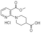 structure of CAS# 1185307-29-2, 2-(4-Carboxy-1-piperidinyl)-3-pyridinecarboxylic acid 3-methyl ester hydrochloride