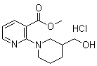 结构式 CAS# 1185312-53-1, 2-[3-(羟基甲基)-1-哌啶基]-3-吡啶羧酸甲酯盐酸盐