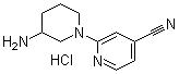 结构式 CAS# 1185316-29-3, 2-(3-氨基-1-哌啶基)-4-吡啶甲腈盐酸盐