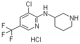 structure of CAS# 1185319-67-8, 3-Chloro-N-3-piperidinyl-5-(trifluoromethyl)-2-pyridinamine hydrochloride