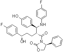 结构式 CAS# 1185883-40-2, (4S)-3-[(2R,5S)-5-(4-氟苯基)-2-[(S)-[(4-氟苯基)氨基](4-羟基苯基)甲基]-5-羟基-1-氧代戊基]-4-苯基-2-恶唑烷酮