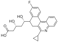 structure of CAS# 1187966-91-1, Pitavastatin Impurity 1;(3R,5S)-5-(6-Cyclopropyl-10-fluoro-7,8-dihydrobenzo[k]phenanthridin-8-yl)-3,5-dihydroxypentanoic acid