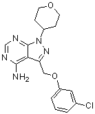 structure of CAS# 1188296-52-7, 3-[(3-Chlorophenoxy)methyl]-1-(tetrahydro-2H-pyran-4-yl)-1H-pyrazolo[3,4-d]pyrimidin-4-amine;PF 4800567