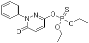 structure of CAS# 119-12-0, Pyridaphenthion;6-Diethoxyphosphinothioyloxy-2-phenylpyridazin-3-one; O-(1,6-Dihydro-6-oxo-1-phenyl-3-pyridazinyl)phosphorothioic acid O,O-diethyl ester