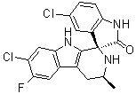 结构式 CAS# 1193314-23-6, (1'R,3'S)-5,7'-二氯-6'-氟-2',3',4',9'-四氢-3'-甲基螺[3H-吲哚-3,1'-[1H]吡啶并[3,4-b]吲哚]-2(1H)-酮