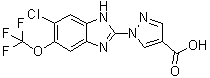 structure of CAS# 1193383-09-3, JNJ 42041935;1-[6-Chloro-5-(trifluoromethoxy)-1H-benzimidazol-2-yl]-1H-pyrazole-4-carboxylic acid