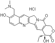 结构式 CAS# 119413-54-6, 盐酸拓扑替康; (S)-10-[(二甲基氨基)甲基]-4-乙基-4,9-二羟基-1H-吡喃并[3',4':6,7]中氮茚并[1,2-b]-喹啉-3-14(4H,12H)-二酮盐酸盐