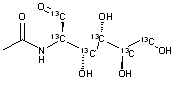 structure of CAS# 1194446-34-8, 2-Acetamido-2-deoxy-D-(13C6)glucopyranose