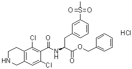 structure of CAS# 1194550-65-6, N-[(5,7-Dichloro-1,2,3,4-tetrahydro-6-isoquinolinyl)carbonyl]-3-(methylsulfonyl)-L-phenylalanine phenylmethyl ester hydrochloride (1:1);benzyl (2S)-2-[(5,7-dichloro-1,2,3,4-tetrahydroisoquinoline-6-carbonyl)amino]-3-(3-methylsulfonylphenyl)propanoate;hydrochloride