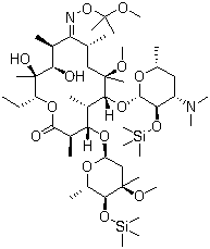 结构式 CAS# 119699-81-9, 甲氧基-M3; 6-O-甲基-2',4'-双-O-(三甲基硅烷基)红霉素 9-[O-(1-甲氧基-1-甲基乙基)肟]
