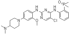 结构式 CAS# 1197958-12-5, 5-氯-N2-[4-[4-(二甲基氨基)-1-哌啶基]-2-甲氧基苯基]-N4-[2-(二甲基亚膦酰)苯基]-2,4-嘧啶二胺