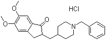 结构式 CAS# 120011-70-3, 盐酸多奈哌齐; 2,3-二氢-5,6-二甲氧基-2-{[(1-苯甲基)-4-哌啶基]甲基}-1H-茚-1-酮盐酸盐