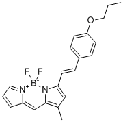 structure of CAS# 1201643-08-4, BD140;BD140 for Albumin binding assay;2,2-difluoro-6-methyl-4-[(E)-2-(4-propoxyphenyl)ethenyl]-3-aza-1-azonia-2-boranuidatricyclo[7.3.0.03,7]dodeca-1(12),4,6,8,10-pentaene