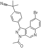 2-(4-(3-乙酰基-8-溴-3H-吡唑并[3,4-c]喹啉-1-基)苯基)-2-甲基丙腈分子结构 (CAS 1201643-72-2)