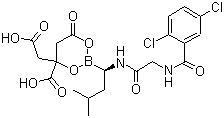 结构式 CAS# 1201902-80-8, 4-羧基-2-[(1R)-1-[[2-[(2,5-二氯苯甲酰基)氨基]乙酰基]氨基]-3-甲基丁基]-6-氧代-1,3,2-二氧硼杂环己-4-乙酸