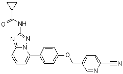 N-[5-[4-[(6-Cyano-3-pyridinyl)methoxy]phenyl][1,2,4]triazolo[1,5-a]pyridin-2-yl]-cyclopropanecarboxamide molecular structure (CAS 1206101-20-3)