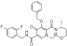 结构式 CAS# 1206102-11-5, (4R,12aS)-N-[(2,4-二氟苯基)甲基]-3,4,6,8,12,12a-六氢-4-甲基-6,8-二氧代-7-(苯基甲氧基)-2H-吡啶并[1',2':4,5]吡嗪并[2,1-b][1,3]恶嗪-9-甲酰胺