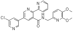 5''-Chloro-N-[(5,6-dimethoxy-2-pyridinyl)methyl][2,2':5',3''-terpyridine]-3'-carboxamide molecular structure (CAS 1207253-08-4)