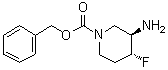 structure of CAS# 1207853-15-3, (3R,4R)-rel-3-Amino-4-fluoro-1-piperidinecarboxylic acid phenylmethyl ester