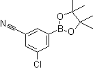 structure of CAS# 1212021-11-8, 3-Chloro-5-cyanophenylboronic acid pinacol ester;3-Chloro-5-(4,4,5,5-tetramethyl-1,3,2-dioxaborolan-2-yl)benzonitrile