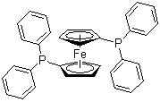 1,1'-双(二苯基膦)二茂铁分子结构 (CAS 12150-46-8)
