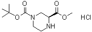 structure of CAS# 1217702-80-1, (3S)-1,3-Piperazinedicarboxylic acid 1-(1,1-dimethylethyl) 3-methyl ester hydrochloride (1:1)
