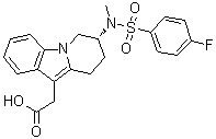structure of CAS# 1218918-62-7, (7R)-7-[[(4-Fluorophenyl)sulfonyl]methylamino]-6,7,8,9-tetrahydropyrido[1,2-a]indole-10-acetic acid;MK 7246