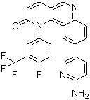 结构式 CAS# 1223002-54-7, QL-IX-55; 9-(6-氨基-3-吡啶基)-1-[4-氟-3-(三氟甲基)苯基]苯并[h]-1,6-萘啶-2(1H)-酮