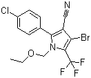 structure of CAS# 122453-73-0, Chlorfenapyr;4-Bromo-2-(4-chlorophenyl)-1-(ethoxymethyl)-5-(trifluoromethyl)-1H-pyrrol-3-carbonitrile